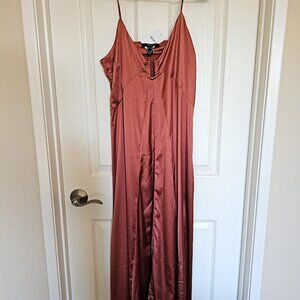 Forever 21 Women's Satin Cami Midi Maxi Dress Terracotta
